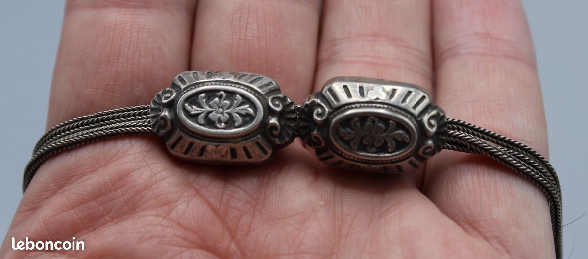 Ancienne Chaîne De Montre Chatelaine En Argent - Vintage, Sans Marque, état D'occasion