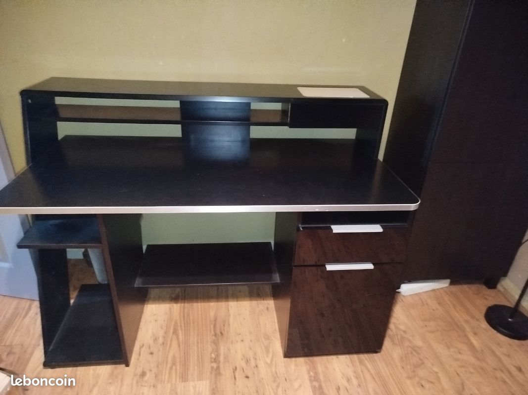 Lot bureau informatique avec rangements + fauteuil IKEA noir (image 7)
