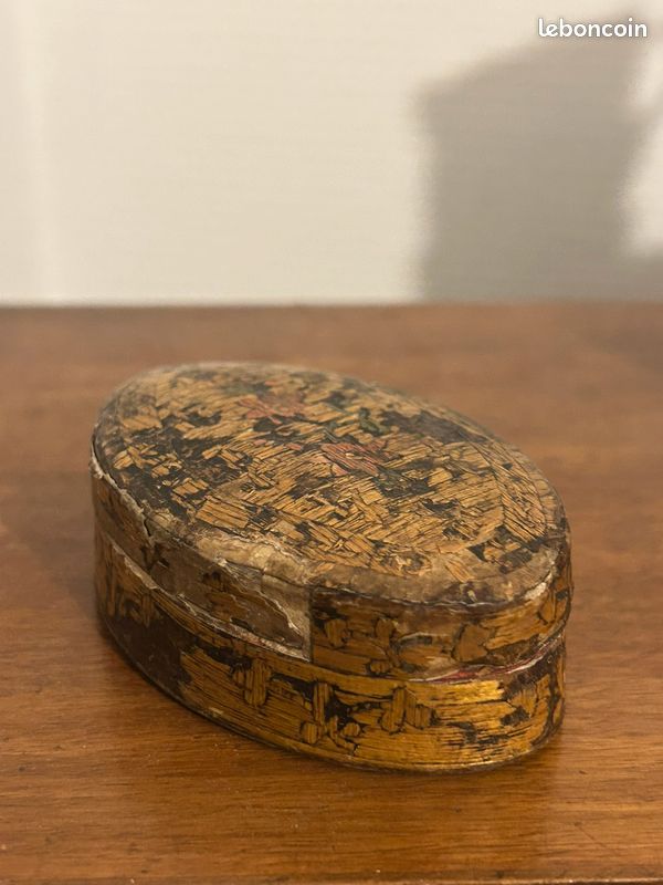 Boite en marqueterie de paille très ancienne 18ème siècle (image 6)