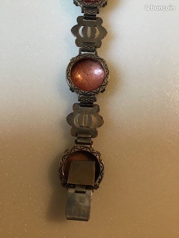Bracelet émaux De Limoges Plaqué Or Jaune - Vintage Fille