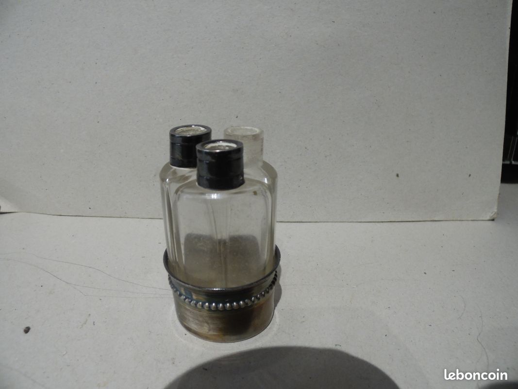 Vintage cave  parfums set de voyage argent minerve flacon cristal ? Art  nouveau - Collection