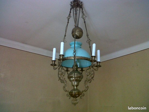 Lustre suspension en opaline vintage