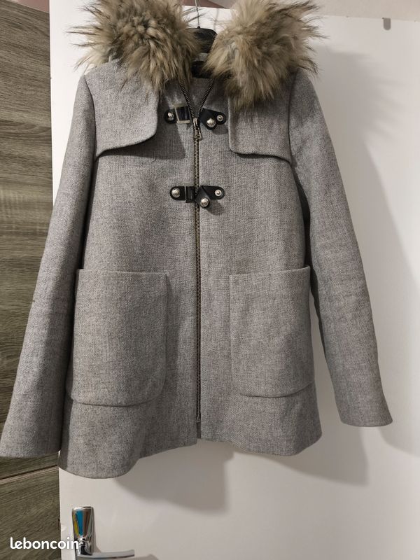 Zara Veste Courte Gris Avec Capuche ZARA NEW WOMAN SHORT ZW