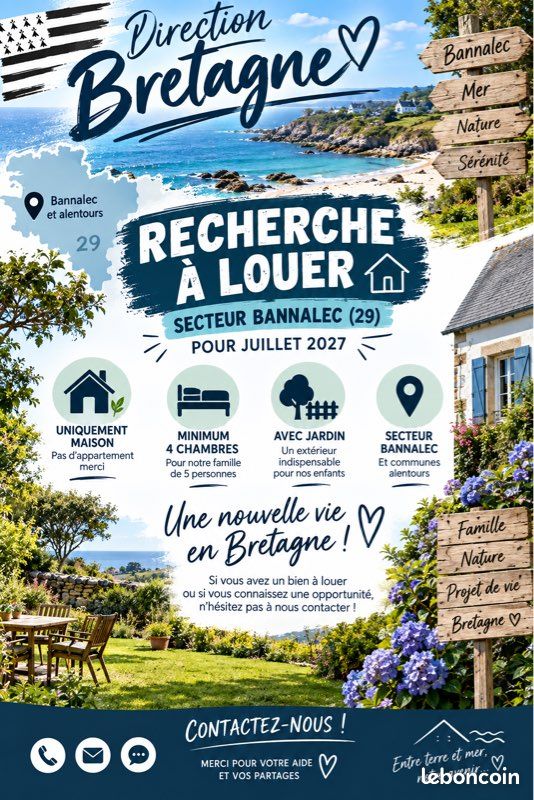 Maison 5 pièces 100 m² · à Bannalec · 100 m² · 1 200 €/mois