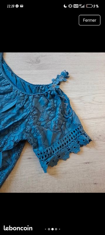 Haut blouse tee shirt 42 XL épaule dénudé fleurs (image 6)