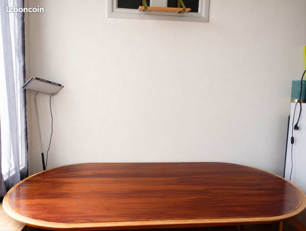Grand plateau de table ovale en bois massif 200 x 95 cm (image 1)