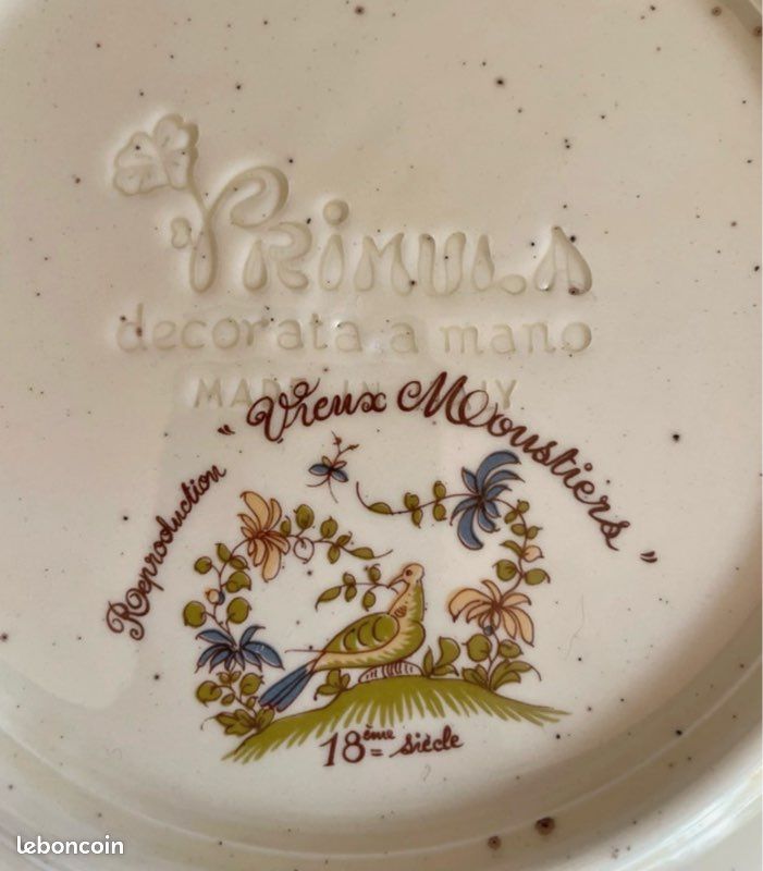 Service de table en faience vintage made in Italy, reproduction 18 ème siècle Moustier (image 8)