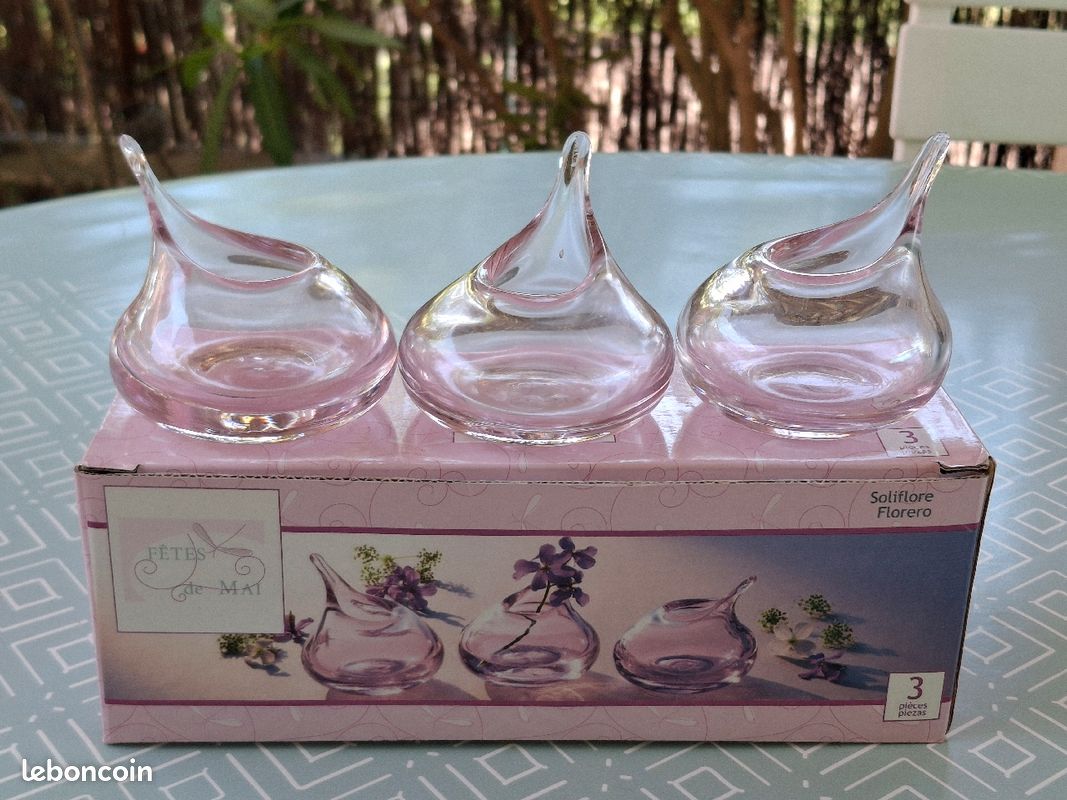 Lot de 3 petits soliflores roses (image 1)