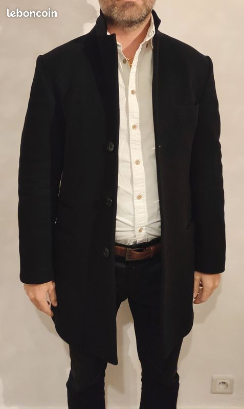 Manteau homme L 52 noir Cachemire et Laine très bon état (image 4)