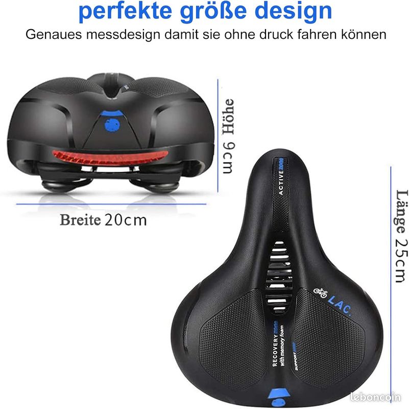 Selle De Vélo Creuse Confort Hommes Femmes - VTT Route Absorbant Chocs Siège Large Respirant (Noir)