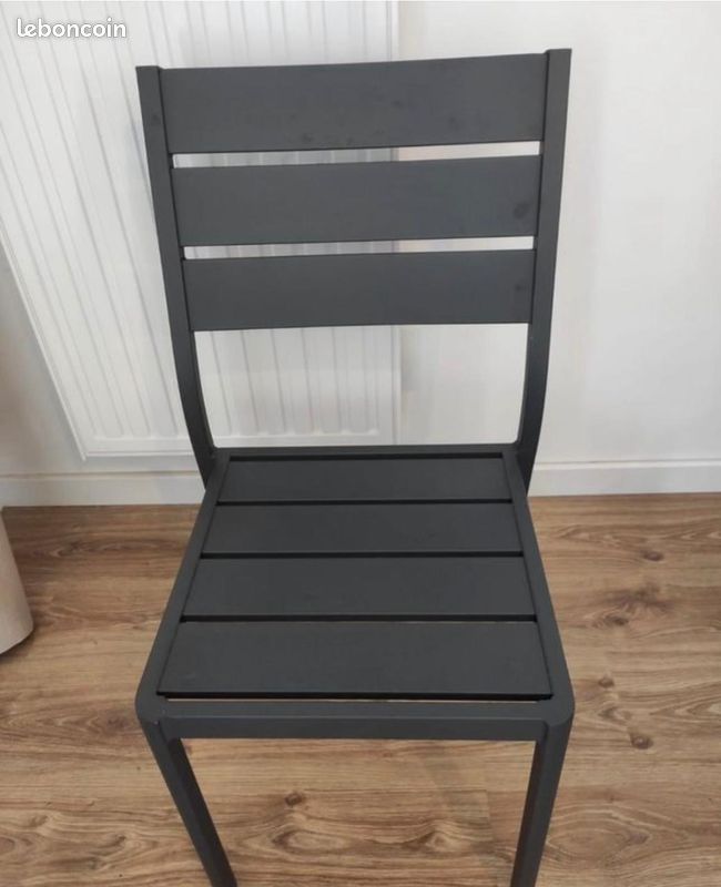 2 Chaises solides en métal gris noir (image 2)