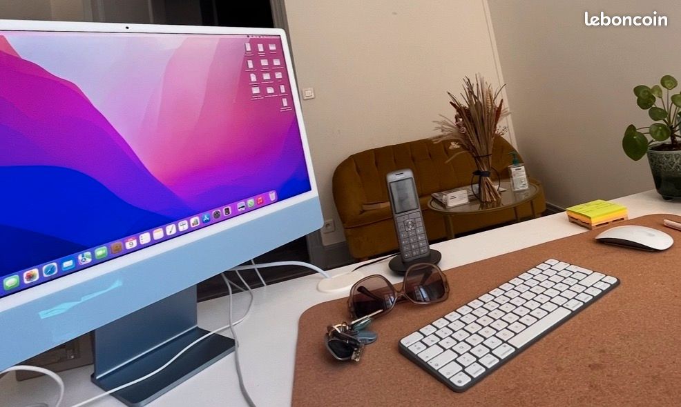 IMac 24” Jaune M1 – 256 Go – 8 Go RAM – Avec Clavier Et Souris – Comme Neuf (ouvert Jamais Servi)