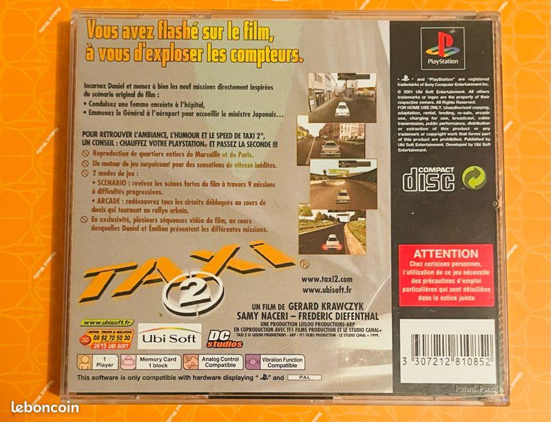 Jeu TAXI 2 Pour PlayStation 1 (PS1) - Version PAL - État Correct - Testé Et Jouable