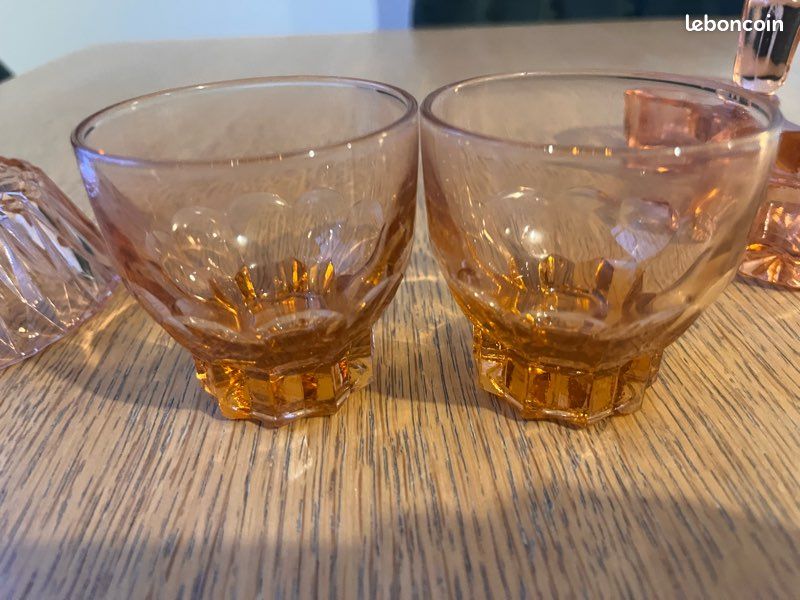 Lot de 7 tasses à café thé en verre rosalin tourbillon rose