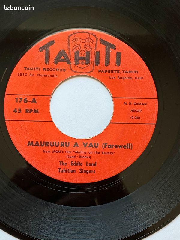 The Eddie Lund Tahitian Singers "Mauruuru A Vau" - [URL masquée pour votre sécurité] (Très bon état) (image 1)