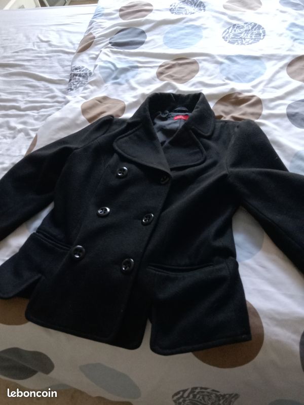 Veste femme caban noire (image 1)