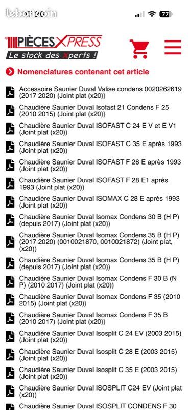 Joints échangeur à plaques Saunier Duval (image 3)