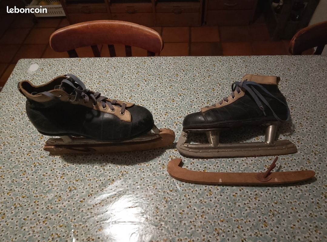ANCIEN PATIN A GLACE PATINAGE METAL ICE SKATE J.P.B JR ... - eBay
