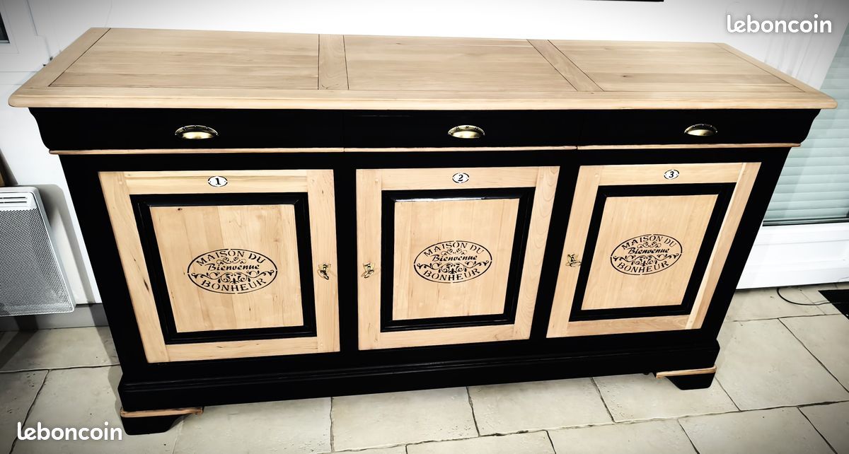 Buffet 3 portes en merisier style Louis Philippe (vaisselier en option) - Ameublement