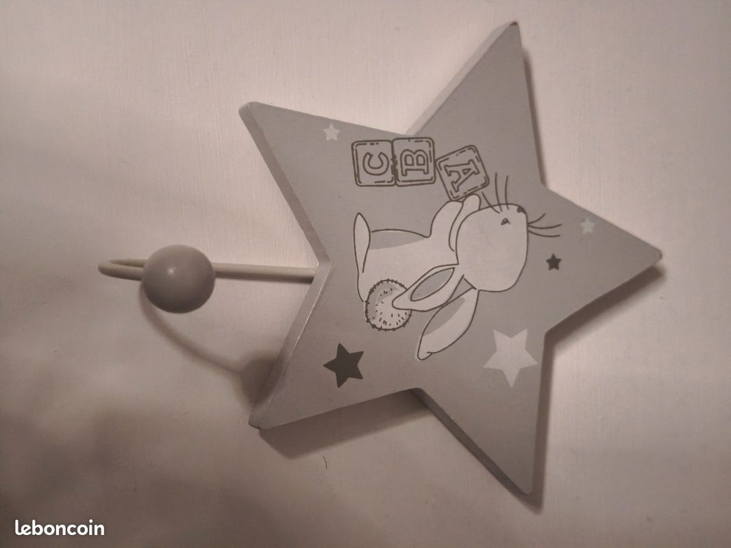 Patère porte manteau étoile gris lapin chambre enfant (image 1)