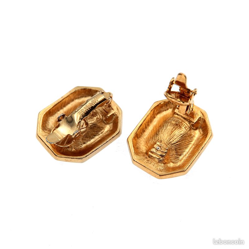 Boucles D'Oreilles Vintage Plaqué Or Art Déco - Élégance Rétro