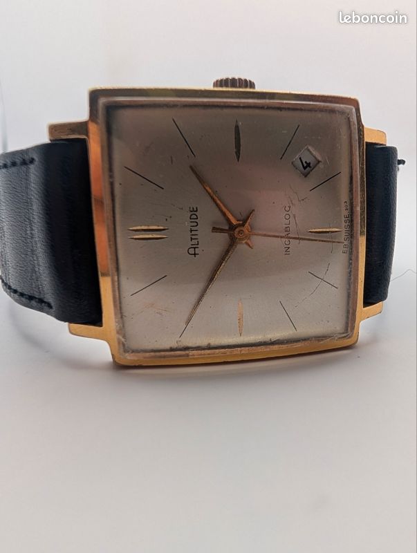 Montre Vintage Altitude 18 Rubis Suisse - Mécanisme Incabloc, Cuir, Fonctionne