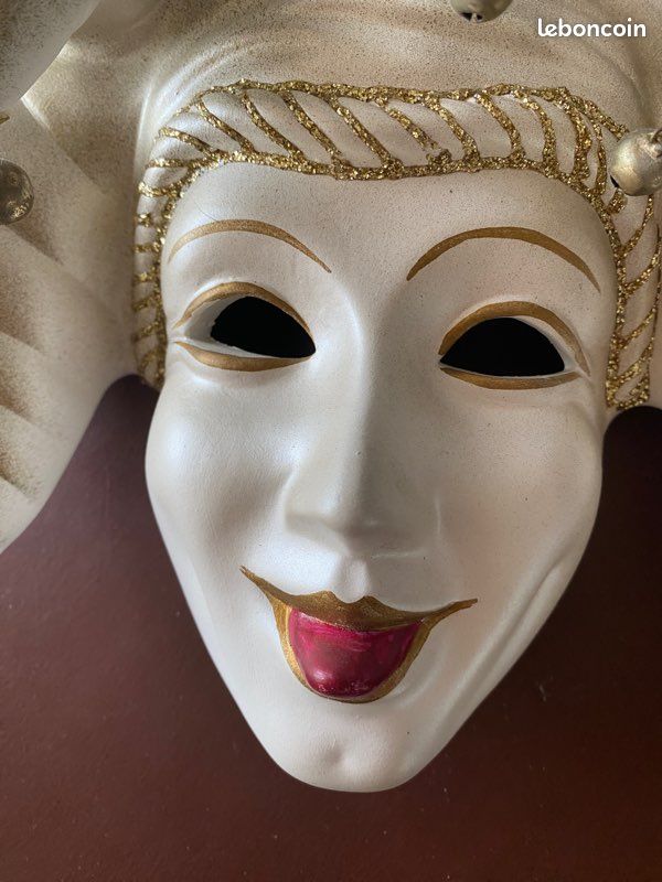 Masque de Venise décoré en Céramique, masque de venise Jocker à pointes