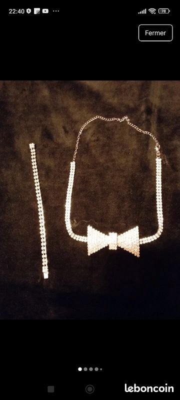 Idée cadeau 🎁Lot collier noeud papillon et d'un bracelet en strass (image 7)