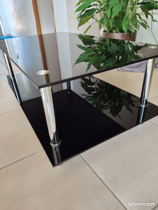 Meuble télé verre trempé noir (image 1)