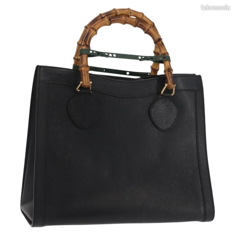 Sac à main GUCCI Bamboo en cuir Noir/Doré 0021186 0260 FM18 (image 1)