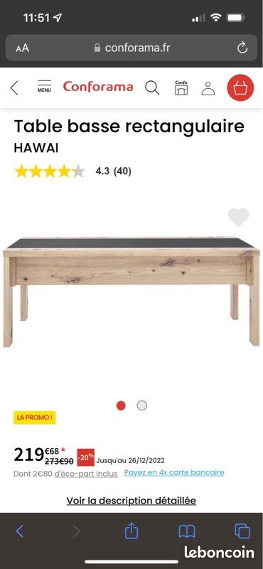 Table basse rectangulaire (image 4)
