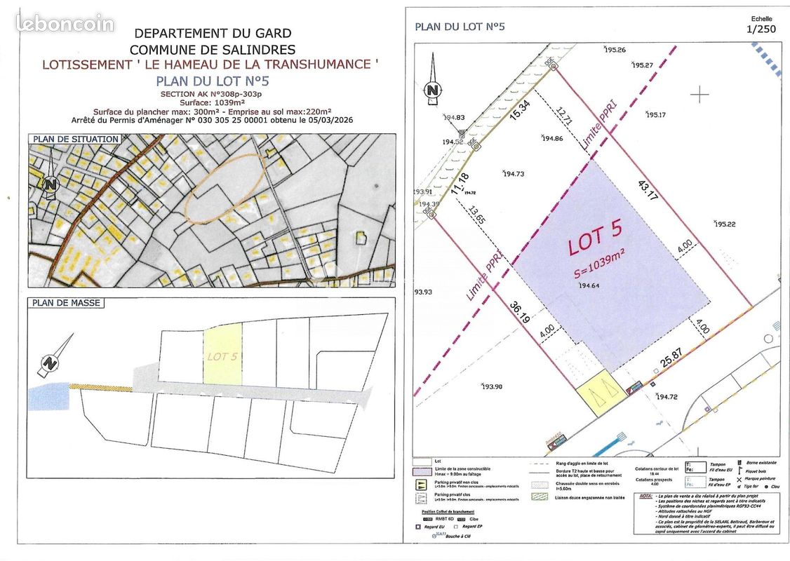 Terrain 1039 m² · à Salindres · 1 039 m² · 95 000 €