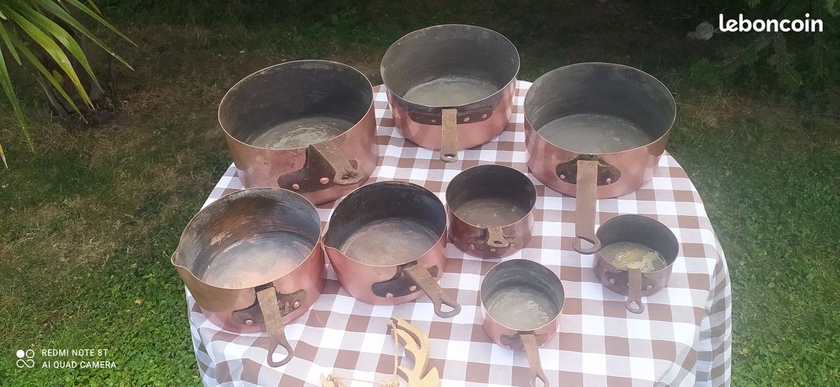 Lot de 8 casseroles en cuivre pour la décoration (image 2)