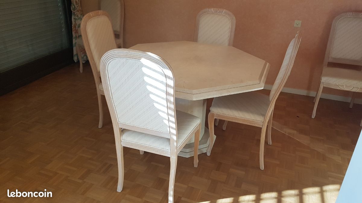 Table concorde octogonale 140 marbre crème marfil (image 1)