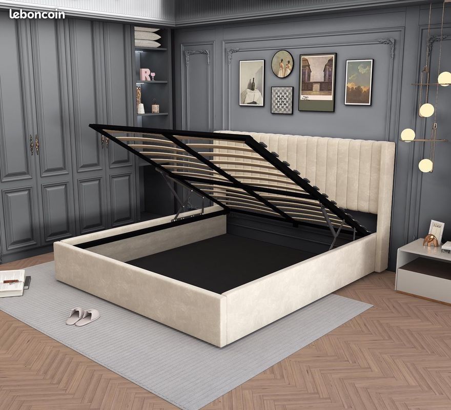 LIT LUXE COFFRE 90x190 140X190 160X200 NEUF (image 1)
