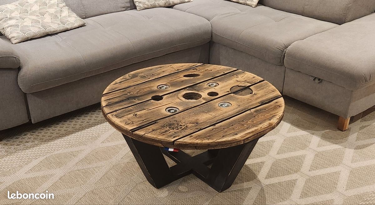 Table basse artisanale touret bois (image 1)