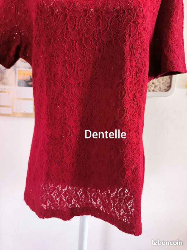 Haut rouge Etam vintage dentelle (image 4)