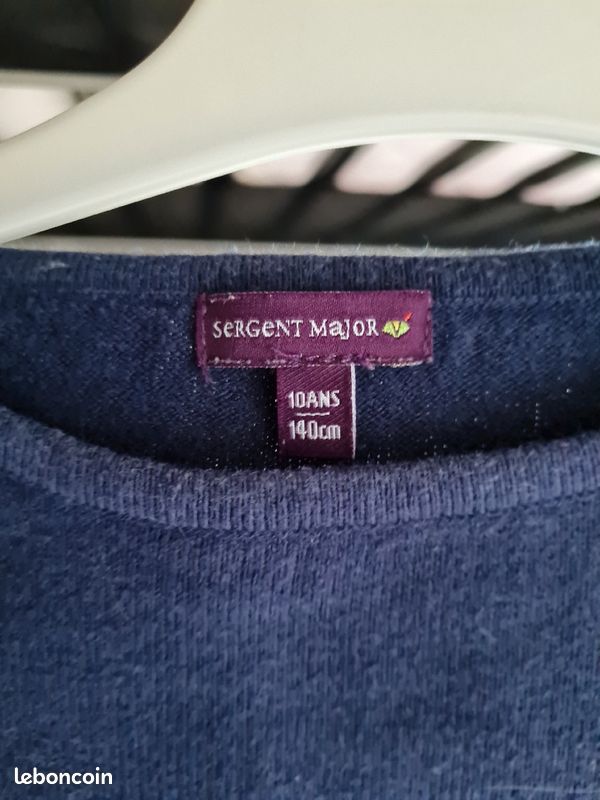Pull manches courtes Sergent Major bleu marine fille 10ans (image 3)