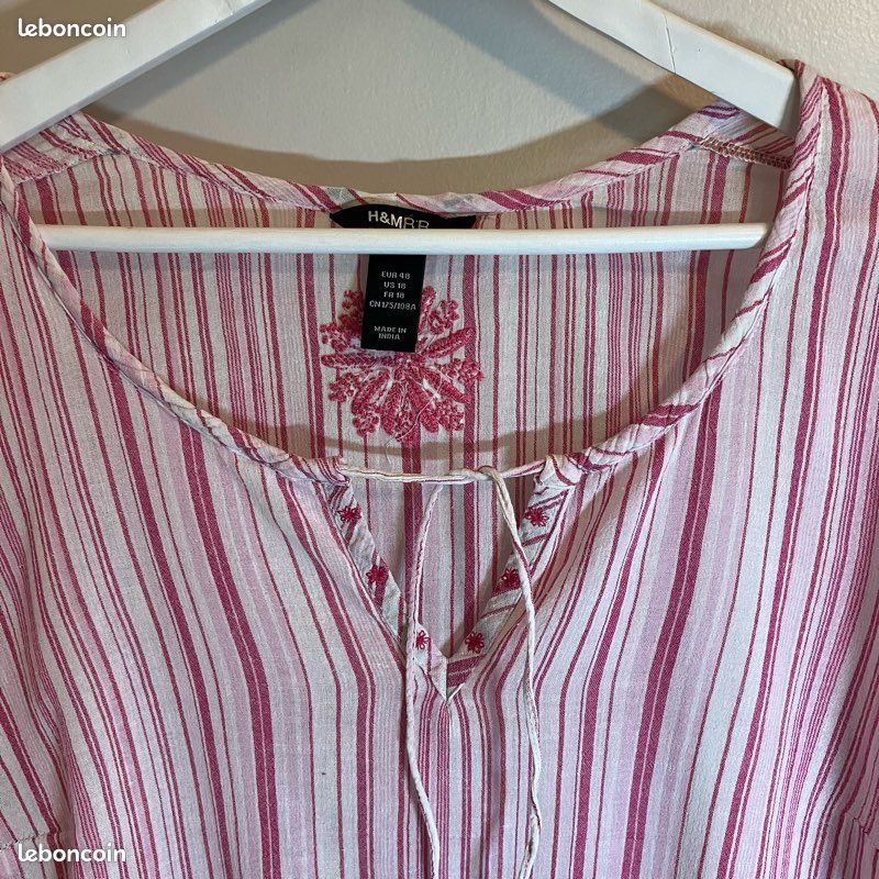 Tunique Femme ◽ rayures roses ◽ manches longues ◽ 100% coton ◽ Taille 46 (image 3)