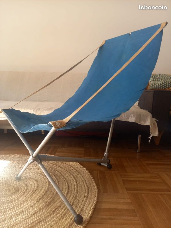Paire de Sièges transamac bleu démontable année 1955 par Chantazur Lafuma (image 2)