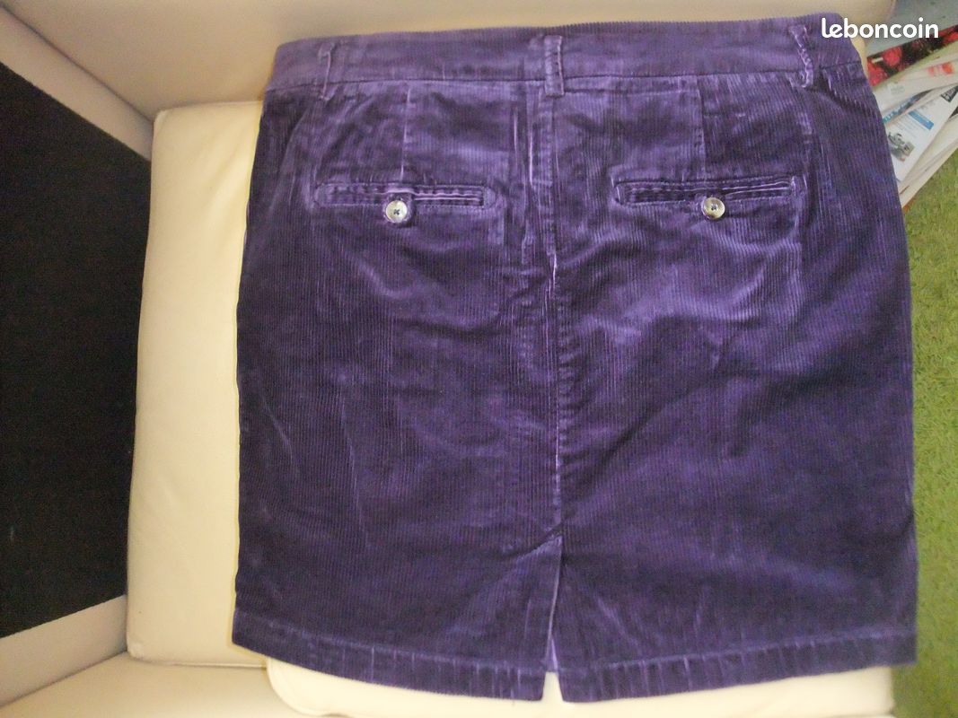 Jupe Courte ESPRIT Femme En Velours Violet - Taille 44 - Motif Carreaux - Occasion Très Bon état