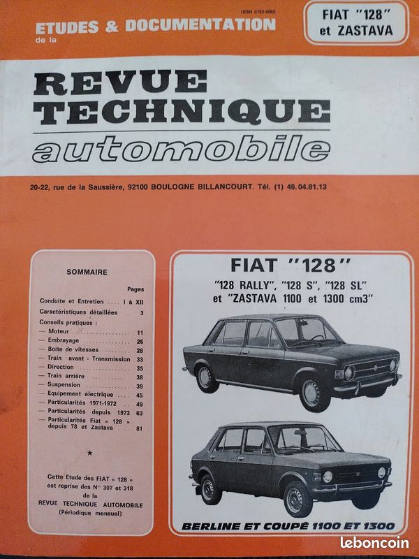 Brochure FIAT 128 RALLY 1300 1973 - 12 Pages, Texte Français, état Neuf