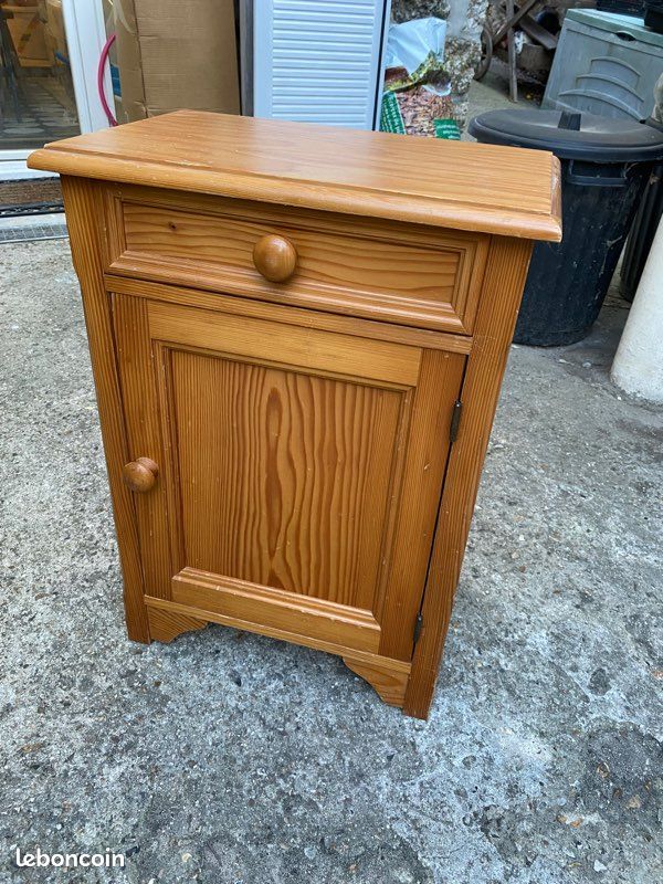 Table de chevet bois tiroir + placard (image 2)