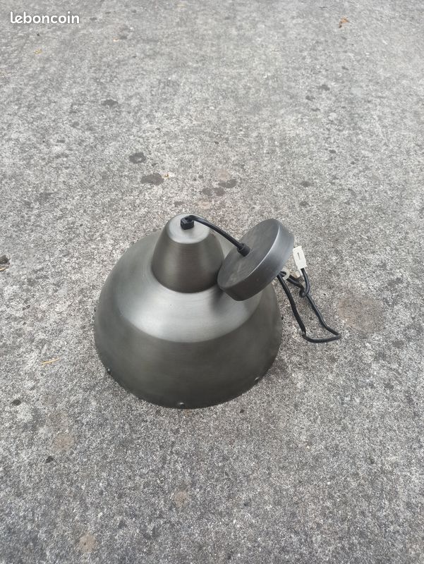 Suspension luminaire style industriel métal gris (image 1)