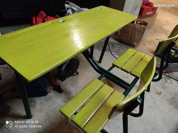 Pupitre scolaire bureau vintage (image 1)