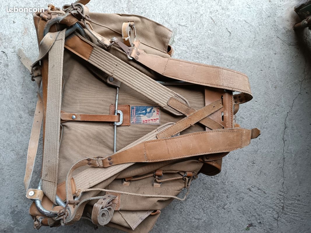 Grand Sac à Dos Vintage Lafuma Scout Ou Militaire - Toile Marron - Made In France 60's