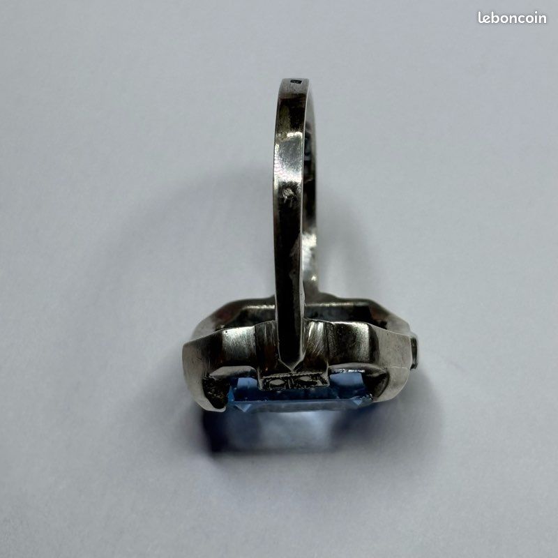 Bague Art Déco Argent 925 - Marcassites Et Opales Blanches - Taille 56 - Vintage "Dans Son Jus"