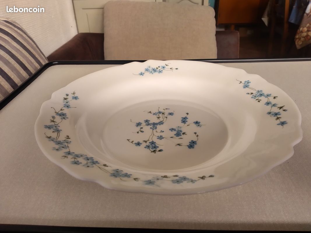 Lot de vaisselle arcopal vintage rare myosotis ou Veronica fleurs bleu en tbe - Arts de la table