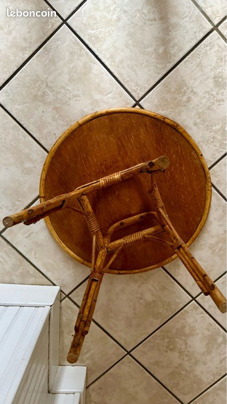 Table basse rotin vintage (image 5)