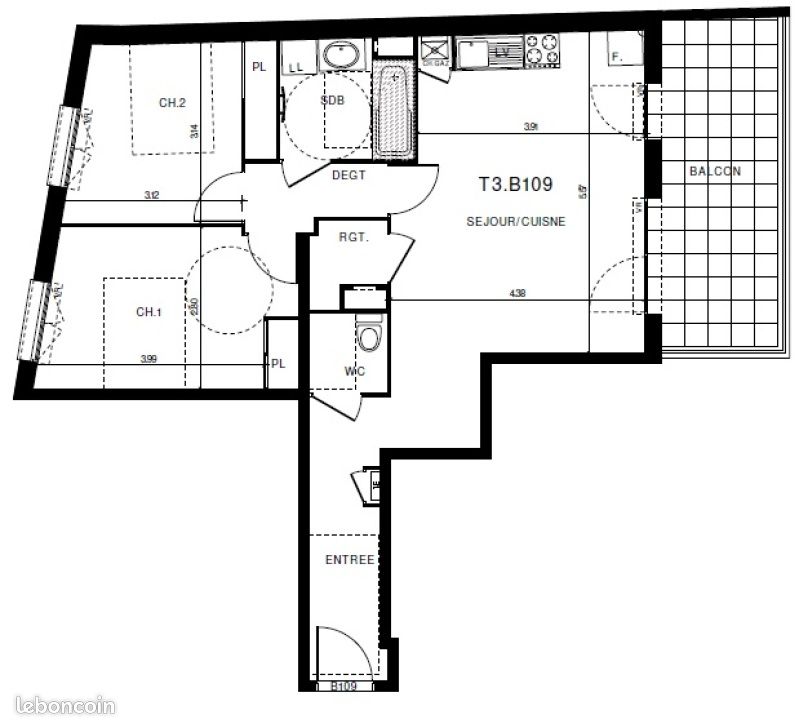 Appartement 3 pièces 64 m² · à Clermont-Ferrand · 64 m² · 786 €/mois